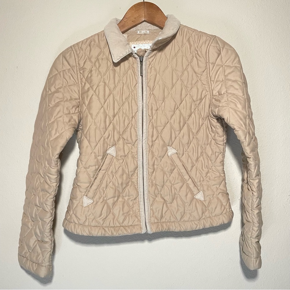 Kids Gap Y2K Quilted khaki Zip Up Jacket Size XXL Corduroy Trim